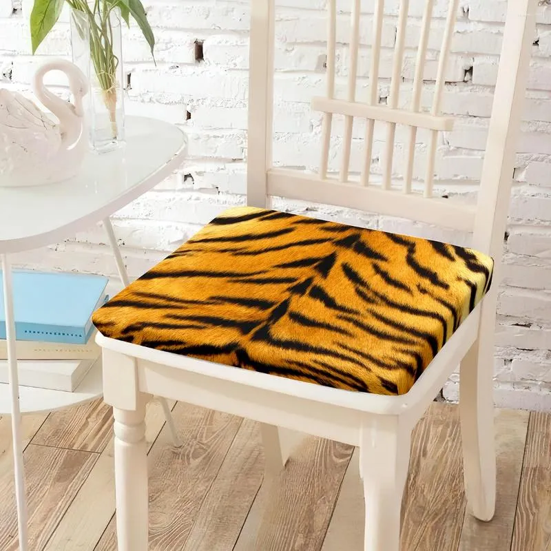 Kudde tiger djurpälstryck stol sittplats stoppning utrustad med osynliga blixtlåsstolar kudd för kontor vardagsrum sovrum dekor