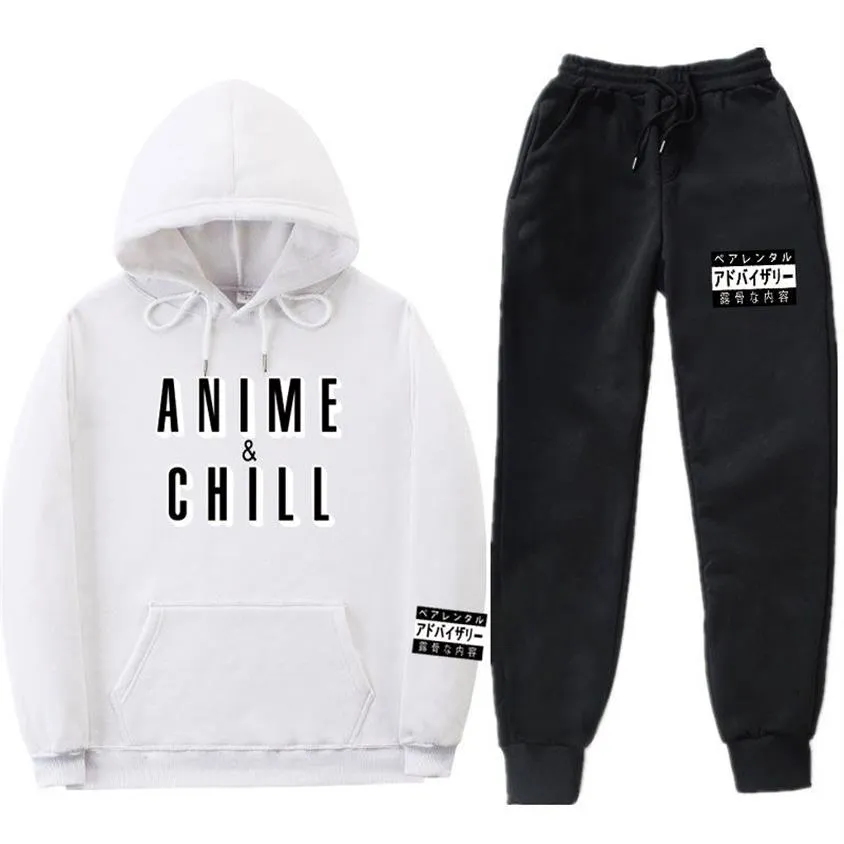 Survêtements pour hommes Anime Chill Japonais Survêtement Sweat Hommes Sweat À Capuche Pantalon De Survêtement Mode Jogger Ensemble Printemps Streetwear Jogging Su211c