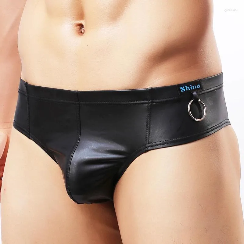 Onderbroek Mannen Ondergoed Gay Boxershorts Kunstleer Trunks Penis Pouch Sexy Sissy Homme Clubwear Mode Slipje