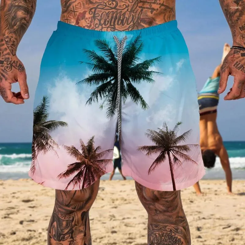 Męskie spodenki 2023 Fabryka kąpielowa na plaży Spirfing Coconut Tree Print Summer Trendowe ubranie