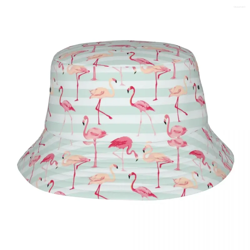 Bérets rétro Flamingo oiseau seau chapeau femmes hommes unisexe à la mode été pêcheur