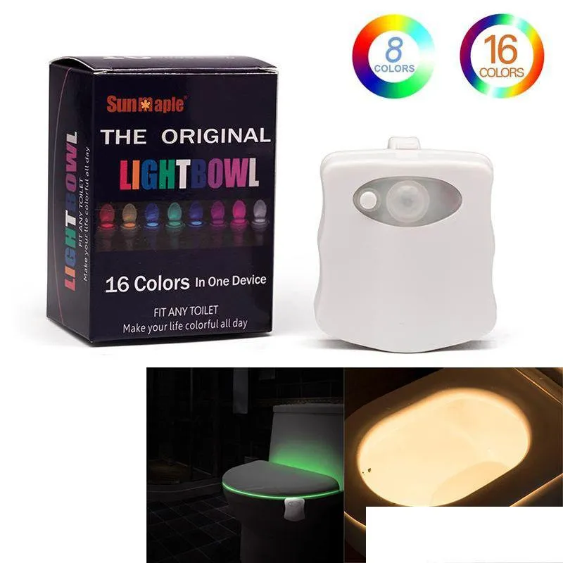 Toilet Night Light Waterproof Backlight Commode Bowl Smart Pir