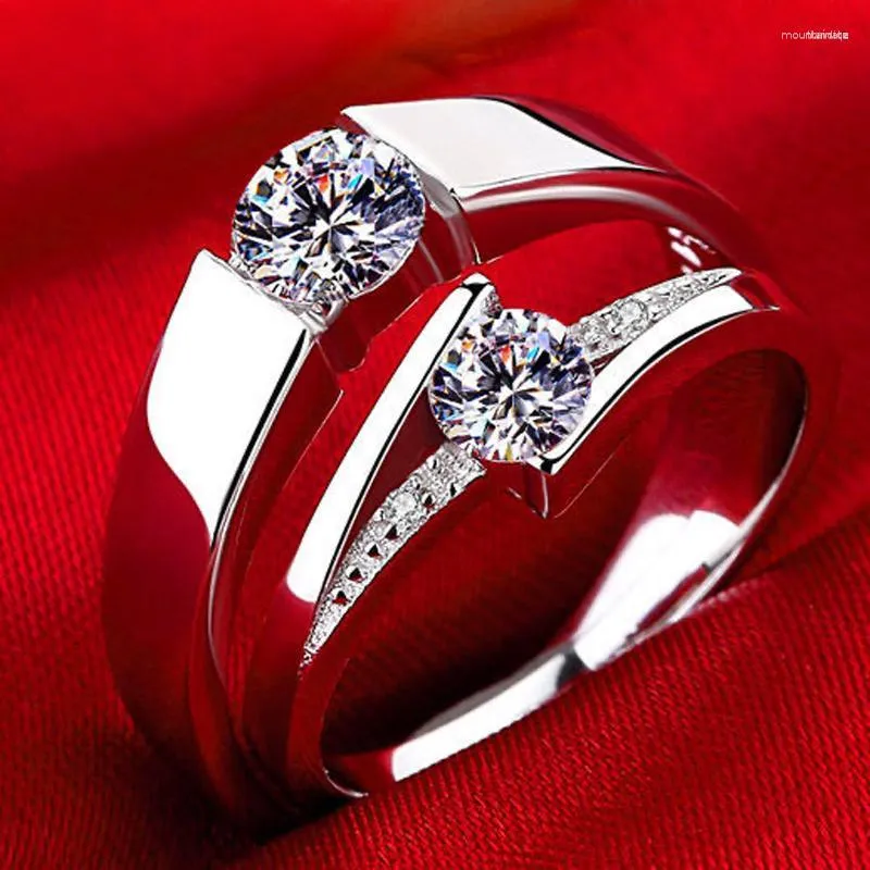 Bröllopsringar mode estatisk ring med referenser riktiga tibetanska silver smycken för kvinnor älskare kubik zirkonband fintillbehör