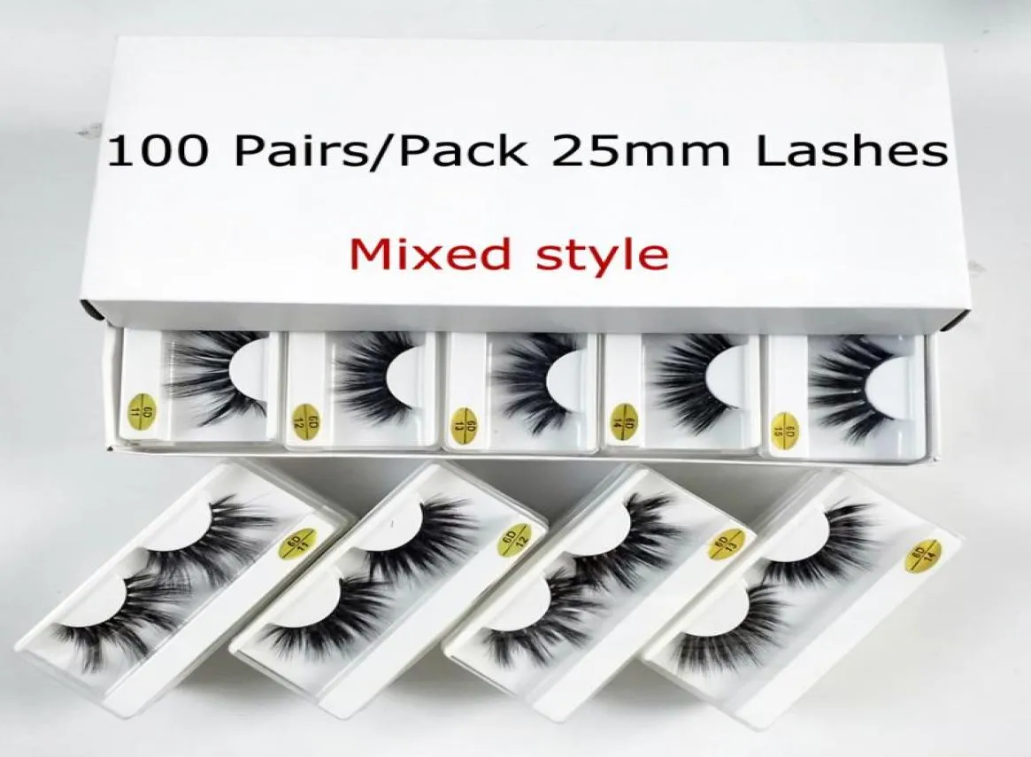 Whole 25mm Lashes 203050100 Pairs 25 mm False Eyelashes Thick Strip Mink Lashes Makeup Dramatic Long Mink Eyelashes Bulk1920328