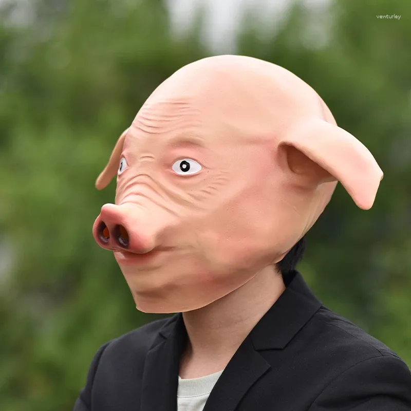 パーティー用品偽のパーソナライズされた怒っている豚ラテックスマスクかわいい動物ハロウィーン大人のホラーヘッドセット面白いコスプレ