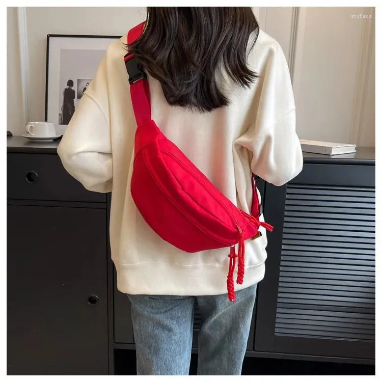 Waist Bags Super Fire Chest Bag Korean Style Fashionable And Zipper Women's Wide Shoulder Strap Small