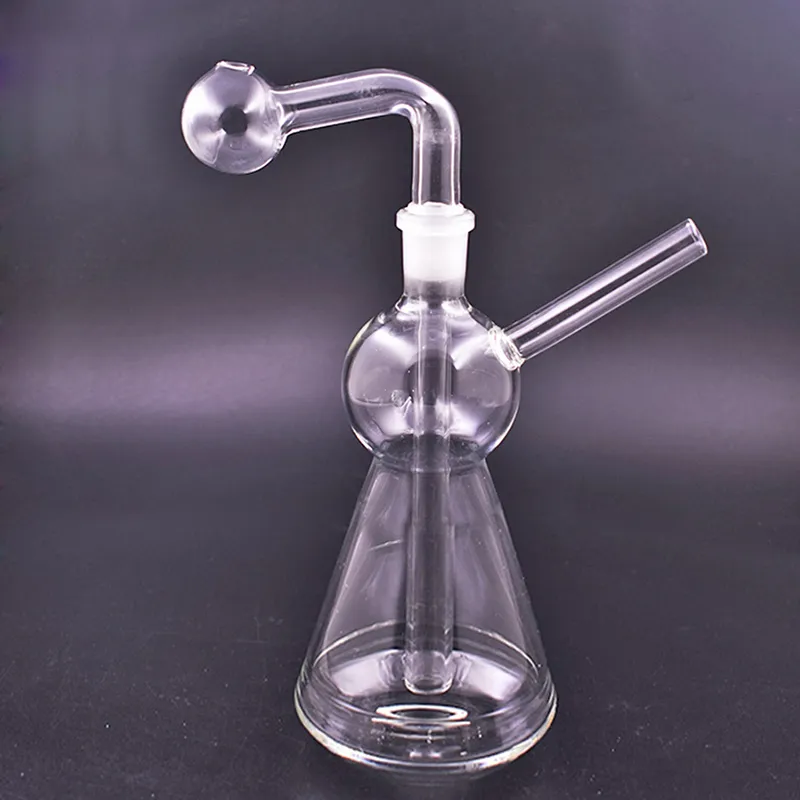 14mm Female Glass Oil Burner Bong Hookah Hand Held Smoking Water Pipe Downstem Perc Clear Recycler Beaker Dab Rig Ash Catcher with Replaceable Male Oil Burner Pipe