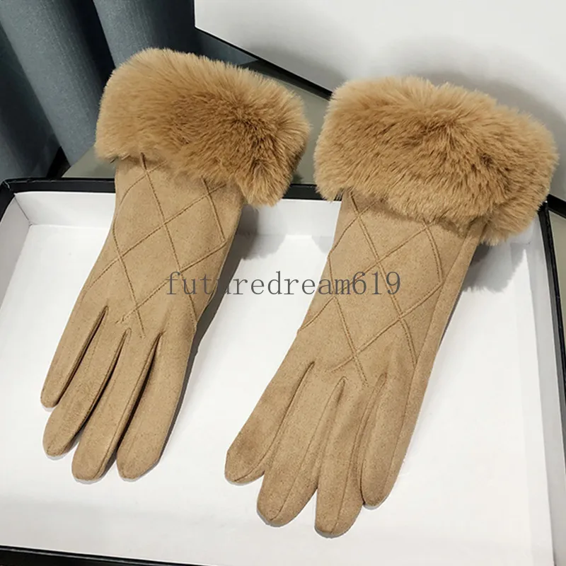 Fashion Women Gloves Autumn Winter Furry Warm Full Finger Mittens Outdoor Sport Female Thickened Touch Screen Gloves