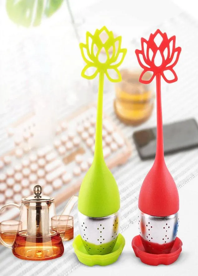 Silikon Lotus -Form Edelstahl Tee Infuser Teelöffel Lose Blatt Herbsieb Filter7914296