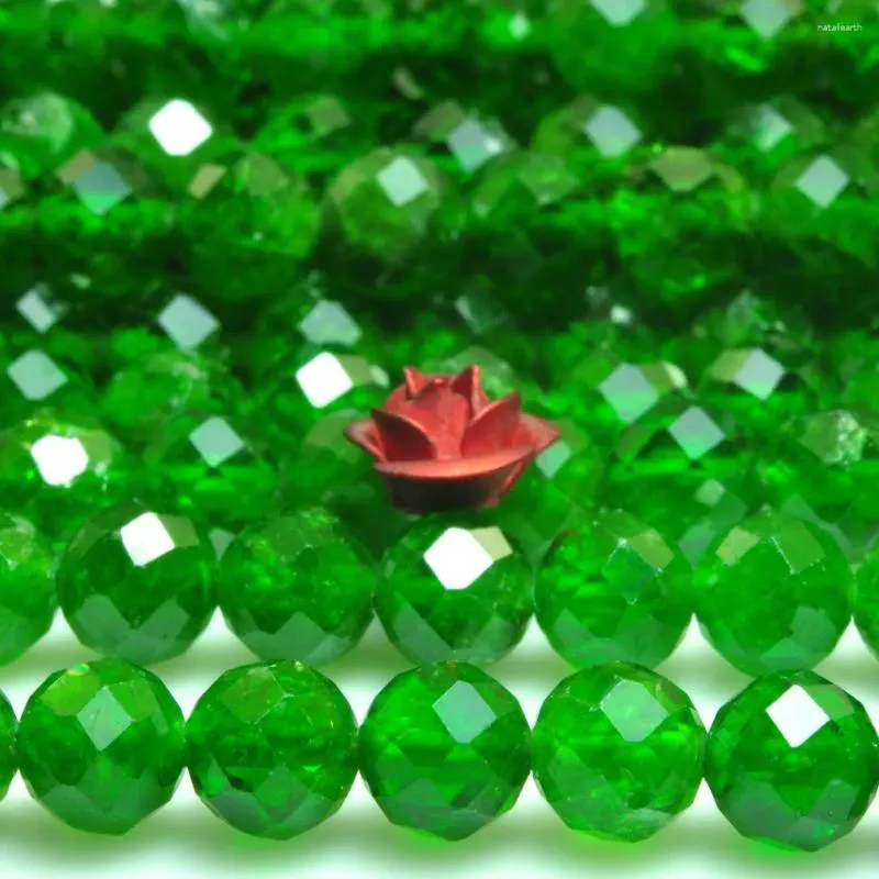 Loose Gemstones Natural Diopside Faceted Round Beads Wholesale Gemstone Semi Precious Stone Bracelet Necklace Diy Jewelry Making Design