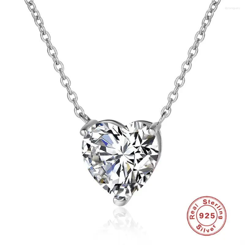 Pendants LaVixMia Italy 316 Solid 925 Sterling Silver 12mm 10 Ct Heart Cut Pendant Necklace Women Girl Luxury CZ Zircon Jewelry Gift