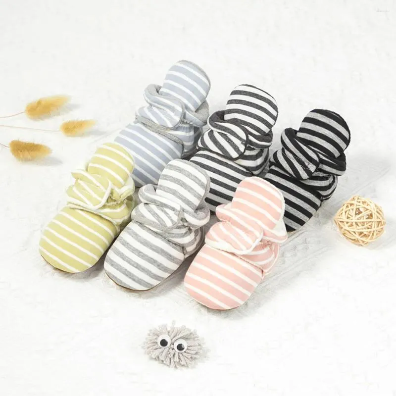 First Walkers Baby Shoes For Born Boys Girls Stripe Toddler Booties Cotton Comfort Soft Anti-slip Infant Warm Boots