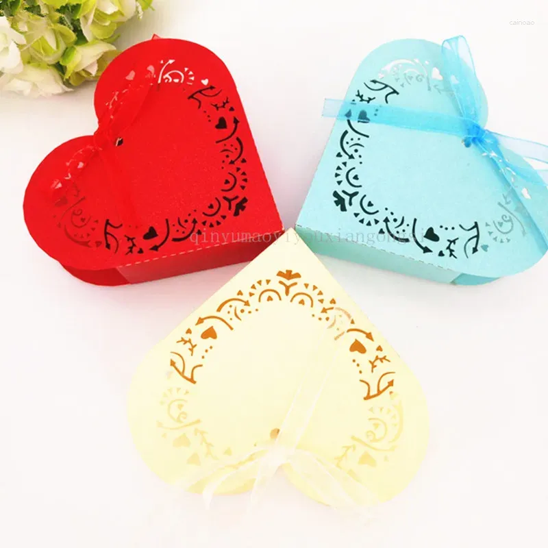 Present Wrap Creative 10/50pcs Love Shape Candy Boxes Wedding Favors and Gift Box Party Supplies Baby Shower Chocolate Package 5Z