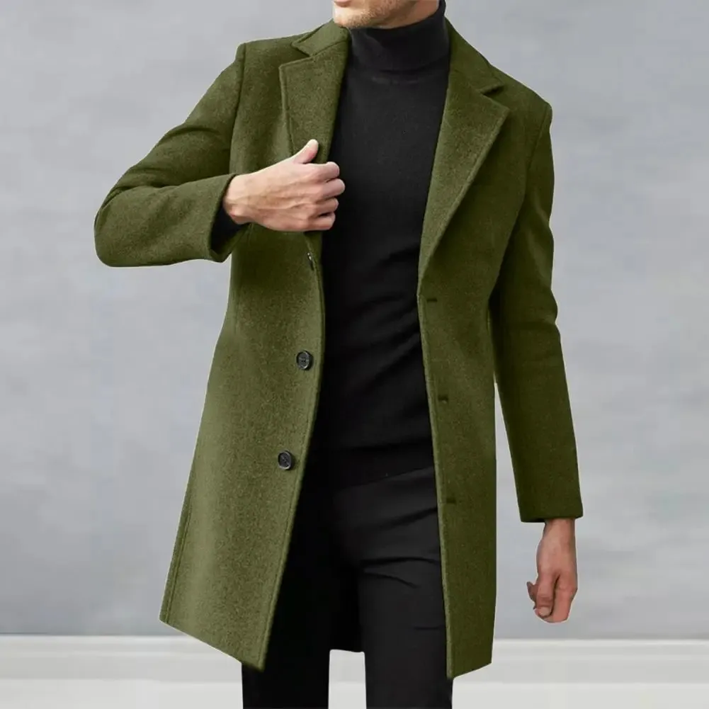 Mélanges de laine pour hommes Manteau ultra-mince pour hommes manteau en laine pour hommes à la mode revers simple poitrine manteau de costume de longueur moyenne avec poches latérales couleur unie 231025