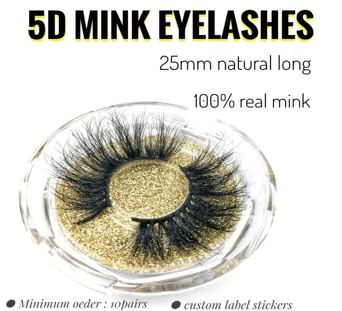 New styles 25mm 5D Mink Eyelashes Custom Label Make Logos Eye makeup 3D False Lashes Fake Lash Extension Beauty Tool Drop Shipp1798435