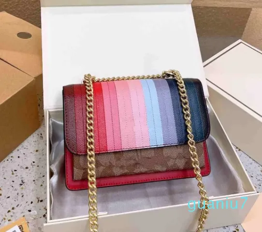 Luxury Designer Bag New Rainbow Chain Bag Flower Printed Women Shoulder Bags Crossbody