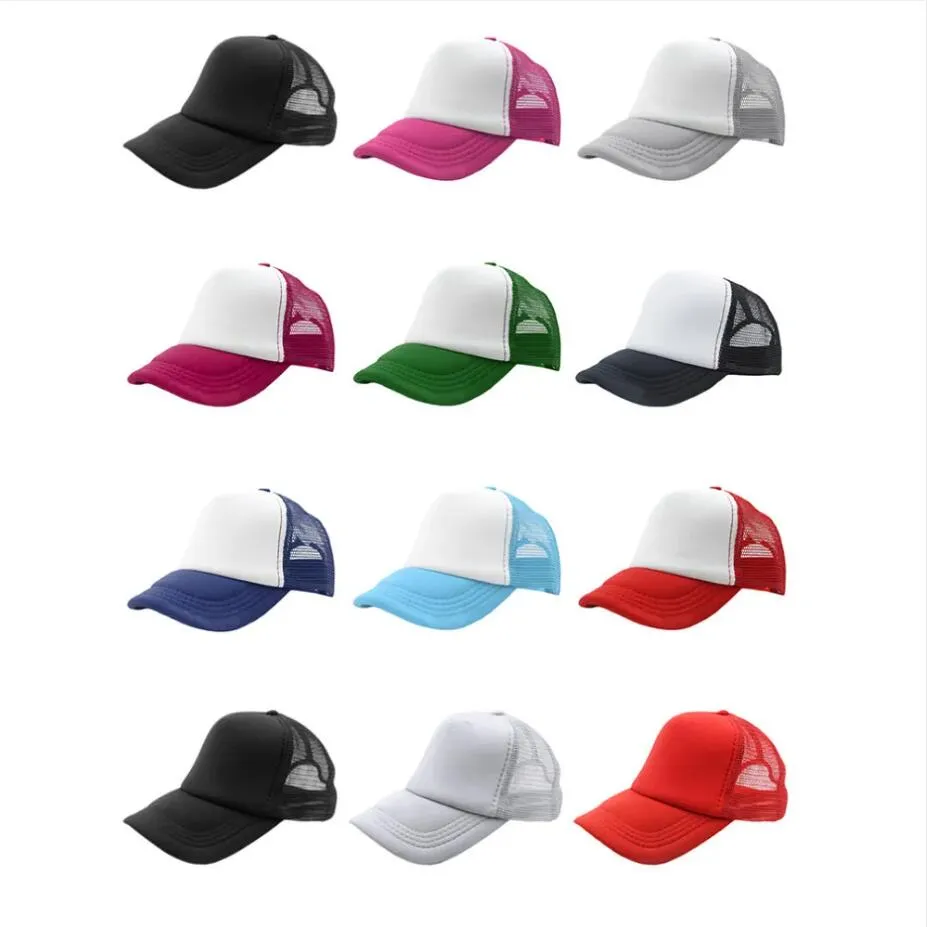 The Vintage Year Plain Cotton Twill Flat Brim Mesh Snapback Trucker Cap (Multiple Colors)