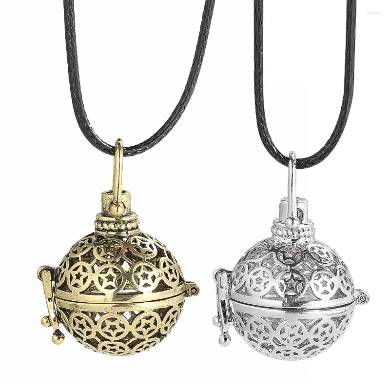 Chains Pentagram Harmony Ball Necklace Essential Oil Diffuser Openable Cage Pendant Delicate Mexico Bola Jewelry Gift
