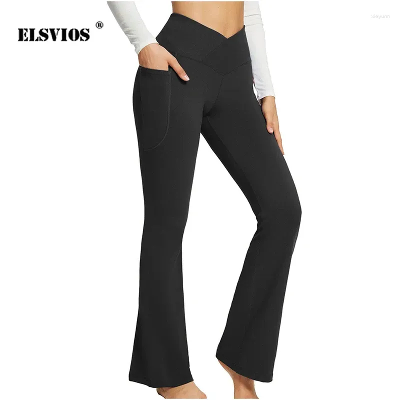 High Waisted Solid Color Boot Cut Yoga Pants For Casual Sport