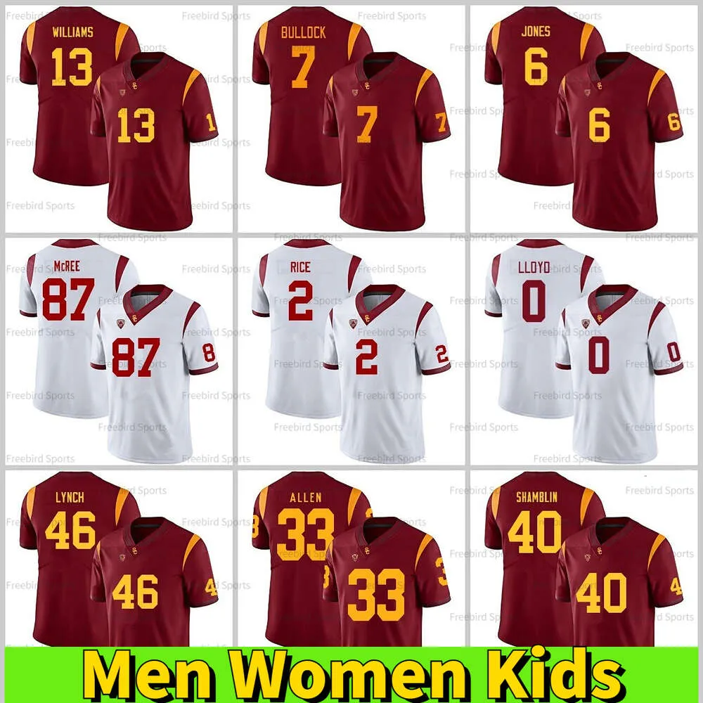 USC Trojans Rood #13 WILLIAMS Voetbalshirt 13 Caleb Williams 55 Junior Seau Troy Polamalu Marcus Allen 5 Reggie Bush 32 O.J Simpson 9 Geen naam Rood Custom XXXL