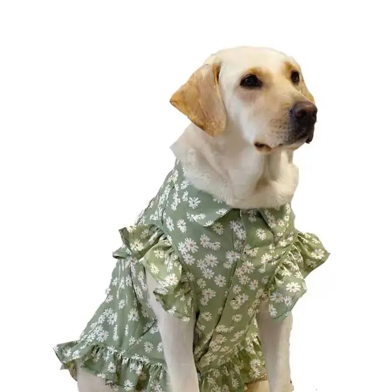 DHgate Summer Daisy Dog Dress Breathable Skirt Pet Clothes for Large Dogs Like Labrador Golden Retriever Home Garden