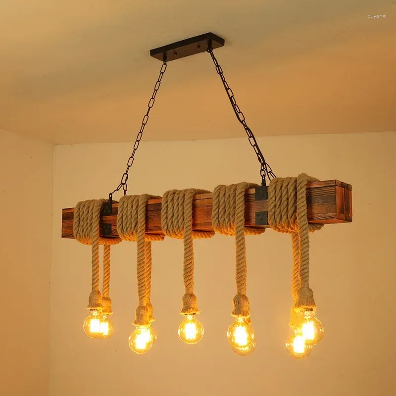 Tecnolux Euro - Lampe Pendentif Industrielle Vintage Corde Rétro Bambou