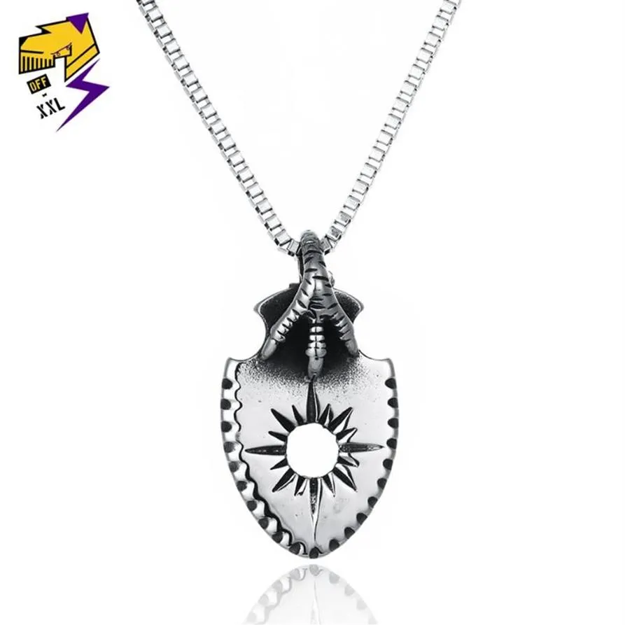 Pendant Necklaces Punk Eagle Claw Necklace For Men Sun Shield Vitage Silver Stainless Steel Box Chain Male Jewelry309K