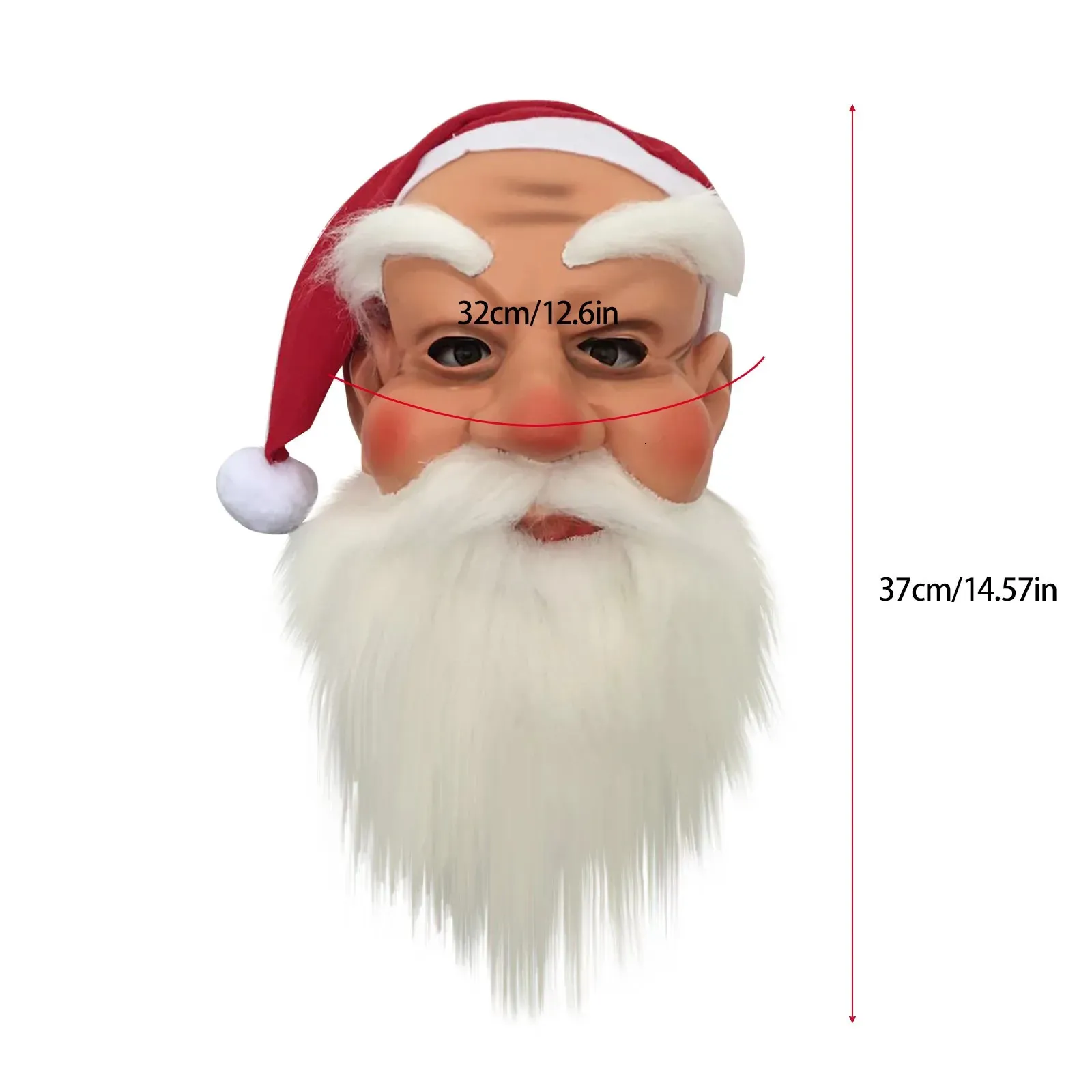 Maschera Di Babbo Natale In Lattice - Realistica Con Barba E Cappello, Per Costumi E Feste Natalizie - Foto 3