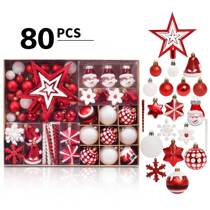クリスマスデコレーションツリートップスターボールペイントギフトボックスセット装飾品231025