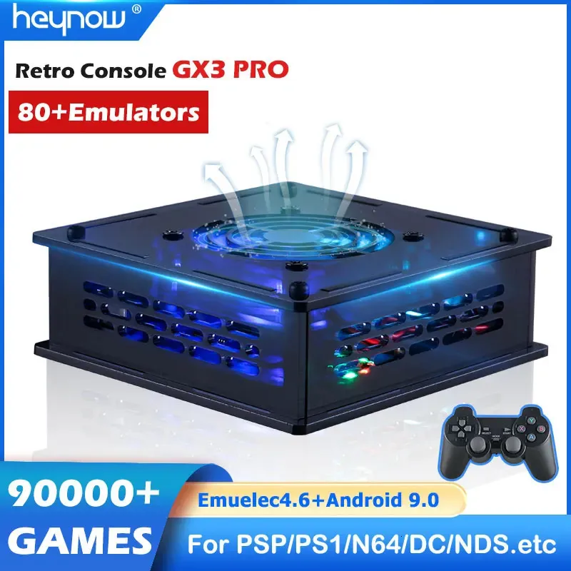 Oyun Denetleyicileri Joysticks Heynow Retro Oyun Kutusu GX3 Pro 90000 Oyunlarla 80 Emülatör EE4.6 Android 9.0 OS 4K HD TV Kutusu PS1/PSP/N64 WIFI/LAN 231024