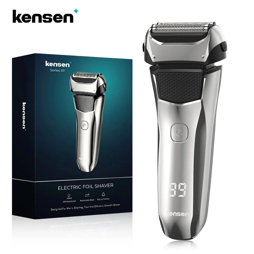 Razors Blade Kensen S11 Electric Golarka Broda TRIMMER FOR MEN IPX6 Wodoodporny 3D Pływający łopatka USB ładowna broda do golenia 231025