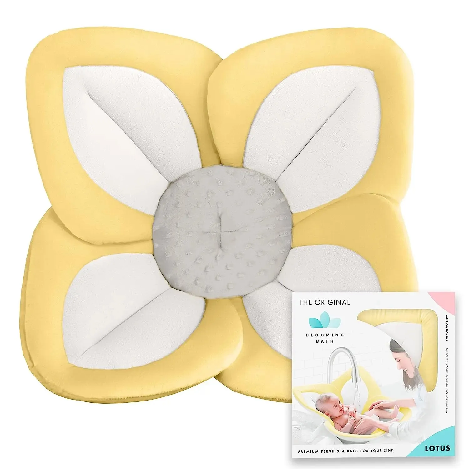 Bathing Tubs Seats Blooming Bath Lotus Baby Bath Seat Plush Minky Baby Sink Bathtub Mat Cushion Safe Flower Seat for borns 231025