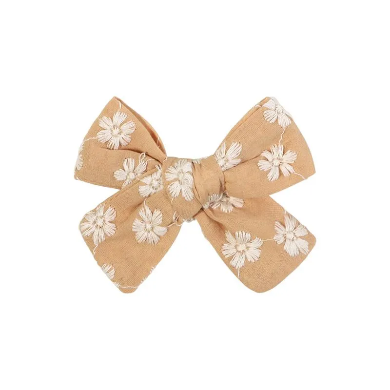 Cute Baby Girls Bowknot Hair Clips Cotton Bows Handmade Hairpin Barrettes Headwear Kids Hair Accessories