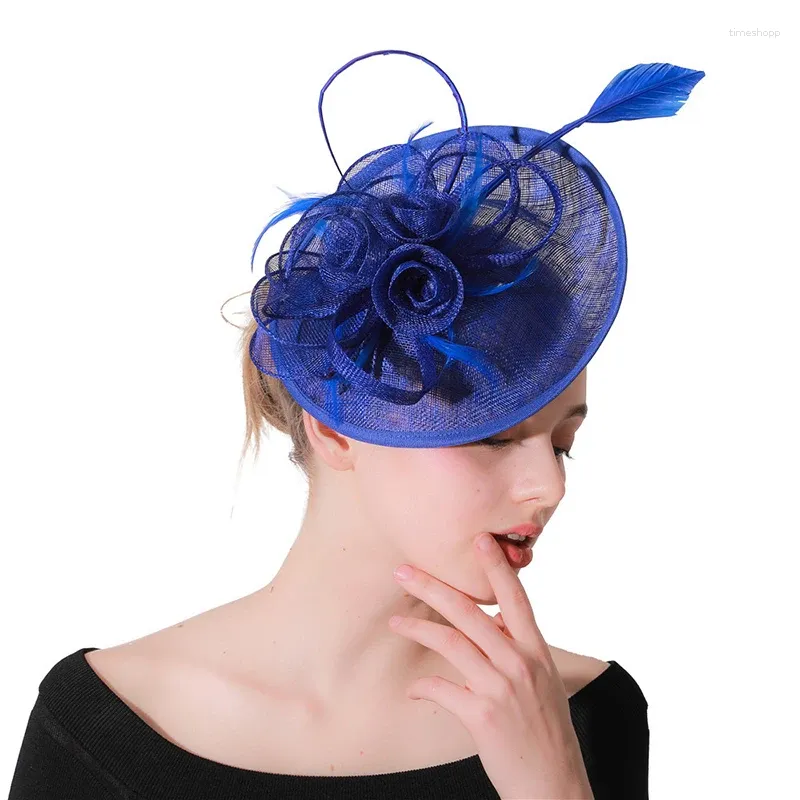 Basker hattar kvinnor elegant hästkapplöpningsfestival damer fedoras fascinator brud hårnål huvudbonad femme mariage lm064