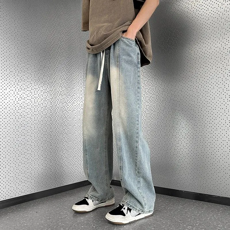 Mens Hip Hop Trousers Denim Cargo Pants Baggy Jeans Wide Leg Loose Straight  Pant | eBay