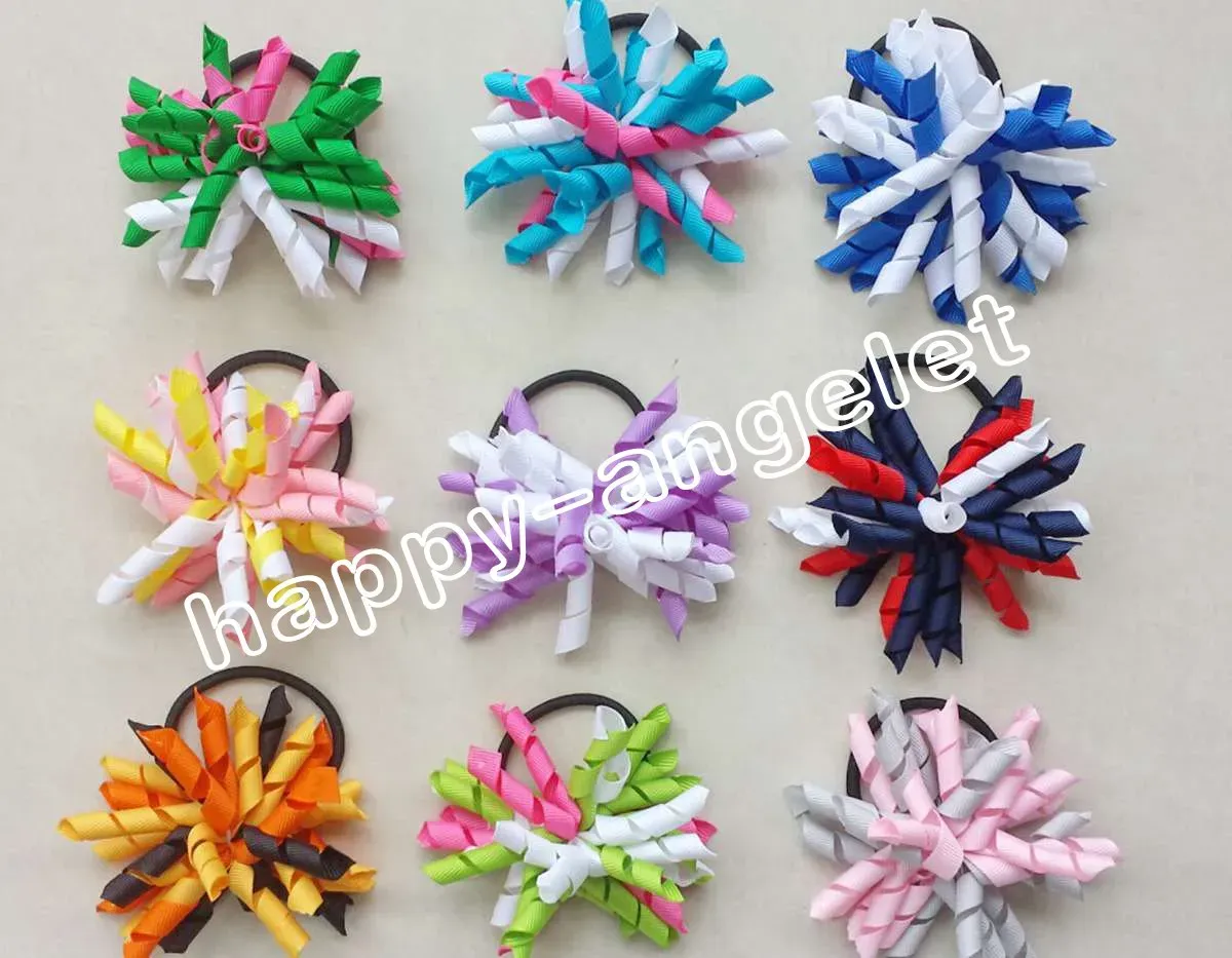 Children's Curly Ribbon Hair Bows clips Flowers Corker barrettes korker hair bobbles GYMBOREE style Hair accessories kids PD007