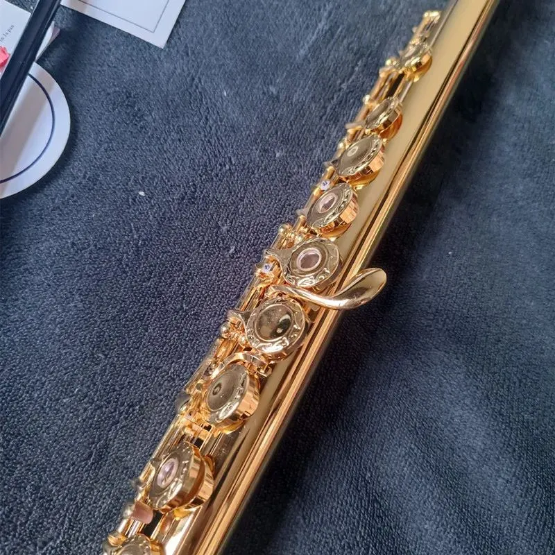 Made in Japan Flute Professional Cupronickel Otwarcie C Key 17 Hole Flute 18K Gold Gold Muzyczne instrumenty z obudową