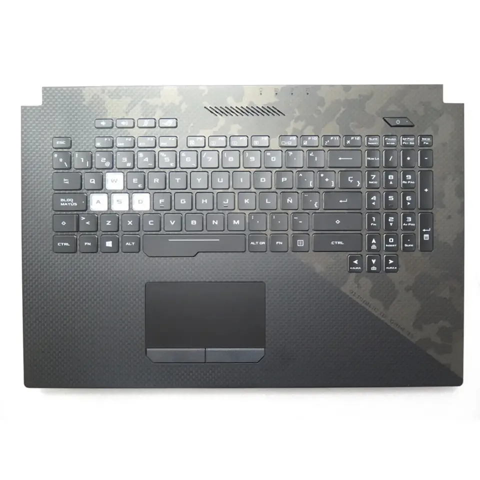 Clavier repose-paume pour ordinateur portable ASUS GL704GW-1A, nouveau couvercle noir avec rétro-éclairage avec pavé tactile SP espagnol