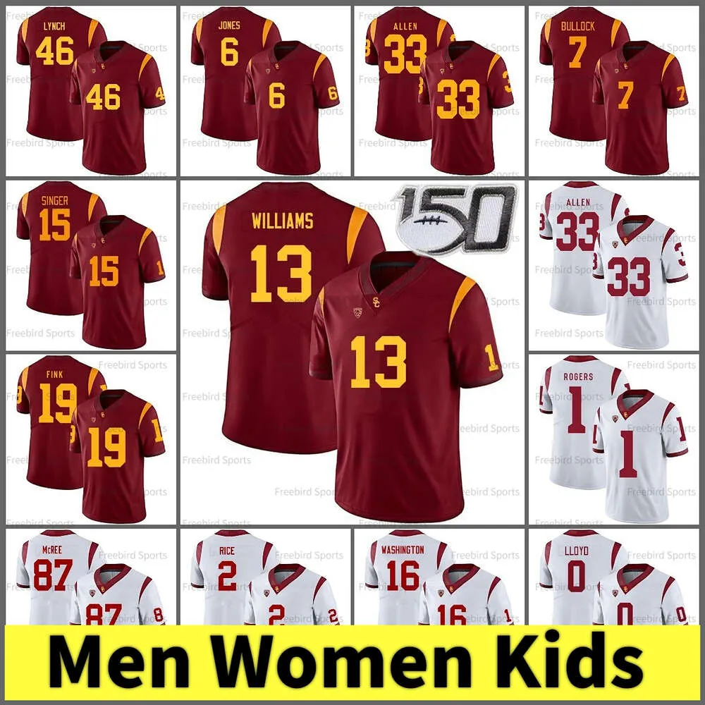 USC Trojan 13 Caleb Williams Maillot de football 5 Reggie Bush 43 Troy Polamalu 33 Marcus Allen 32 JO Simpson Maillots de football universitaire pour hommes Nouveau