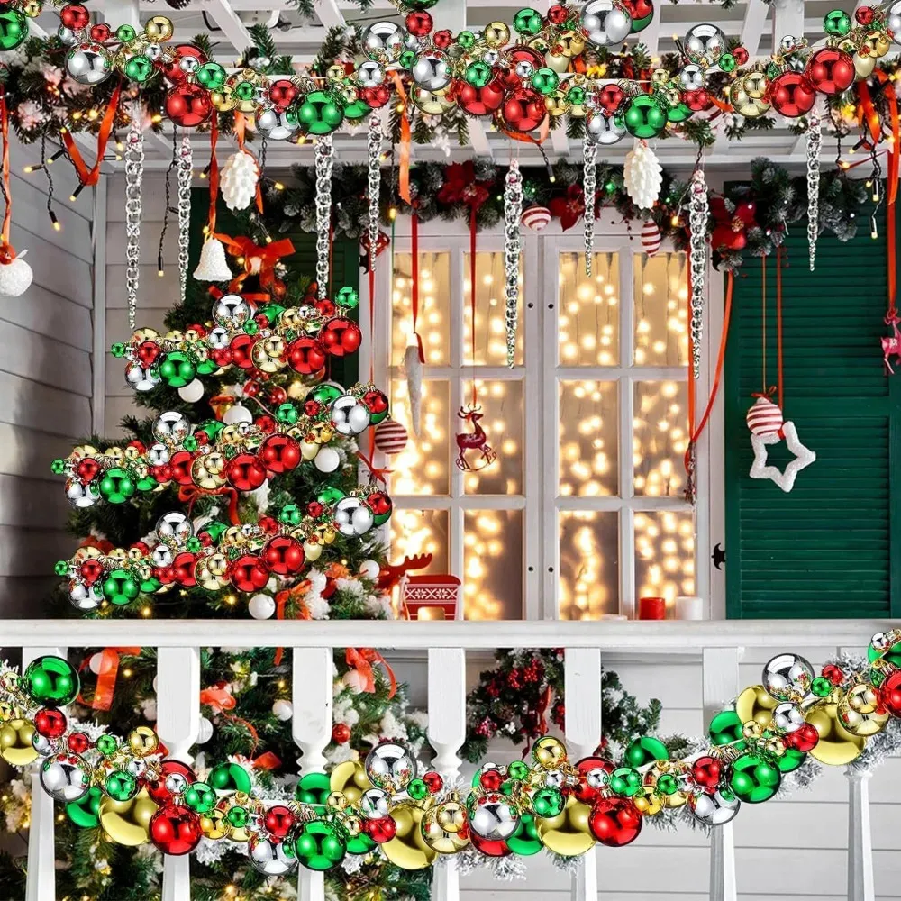 屋外用の大きなクリスマスボールの装飾品:295フィートのガーランドと 屋外用の大きなクリスマスボールの装飾品:295フィートのガーランドと
