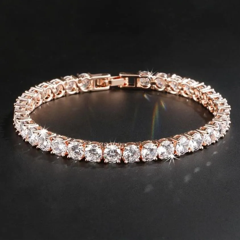 Edler Schmuck Luxus 18K Roségold gefüllt 3 Farben Weißtopas Krallenfassung CZ Diamant Edelsteine Mode Damen Armband für Mädchen 2441