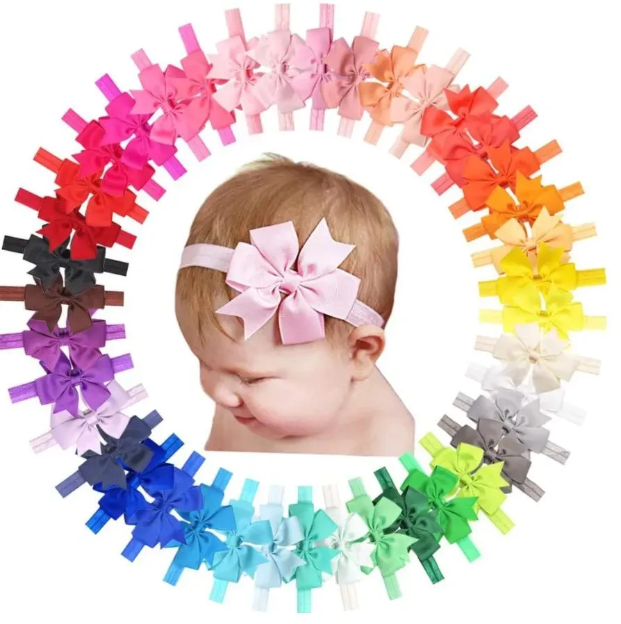 Cute Bow Tie Headband Hair band DIY Handmade Grosgrain Ribbon Elastic Hairband Baby Kids Hair Accessories 