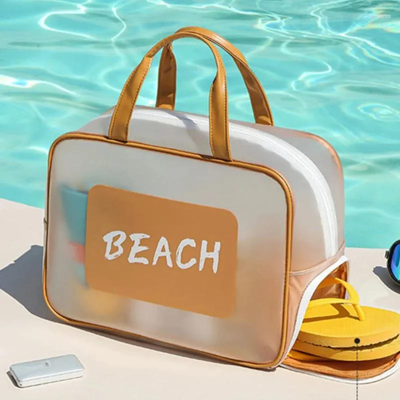 ダッフルバッグビーチドライウェットメッシュ透明水泳バッグポータブルトラベル大容量メイクアップシューズストレージプール防水ハンドバッグ