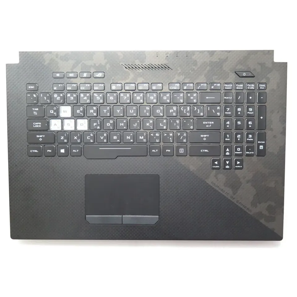 Laptop PalmrestKeyboard Para ASUS GL704GM-1A Nova Capa Preta Com Retroiluminado Com Teclado Touchpad TI Thai 90NR00N1-R30220 V170162