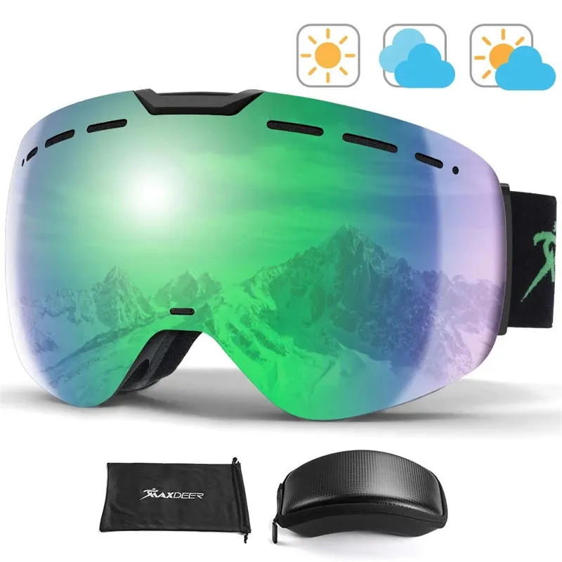 Gogle narciarskie magnetyczne gogle narciarskie Mężczyźni szklanki snowboardu Kobiety zimowe narciarstwo okulary śnieg gogle antyfogowe UV400 Ochrona podwójne warstwy obiektyw 231024