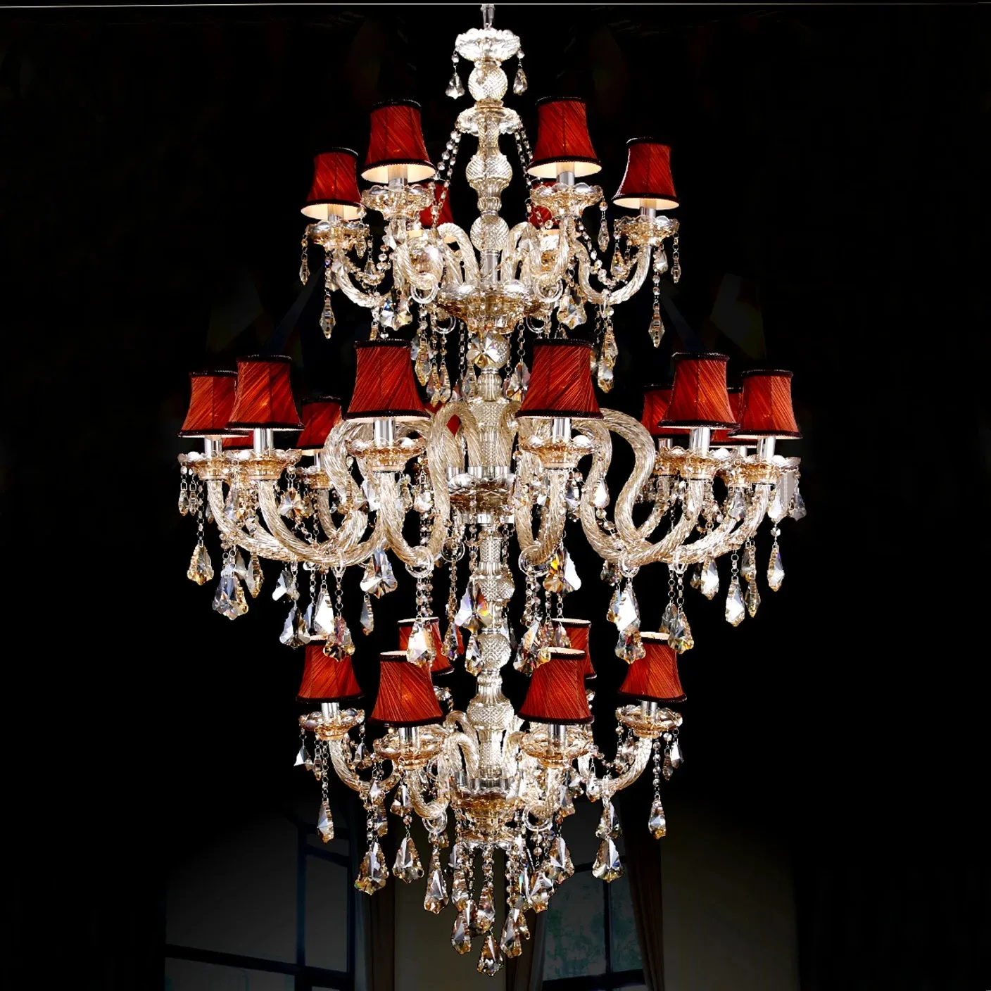 Grands lustres en cristal européens de luxe salon Restaurant Villa 3 couches escalier hôtel hall Club lampes suspendues longues