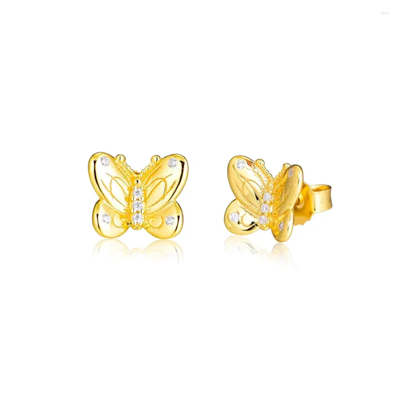 Stud Earrings 925 Sterling Silver Shine Decorative Butterflies Studs Gift For Women Earing Fashion Jewelry Mother Para Pendientes