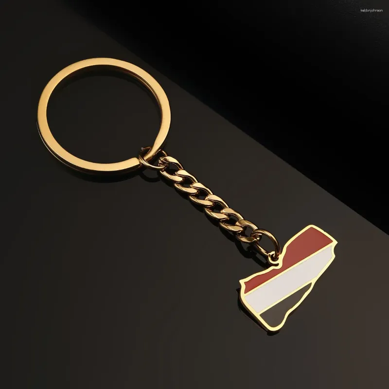 Anhänger Halsketten Edelstahl Jemen Karte Flagge Schlüsselanhänger Silber Farbe Gold Jemenitischer Schmuck