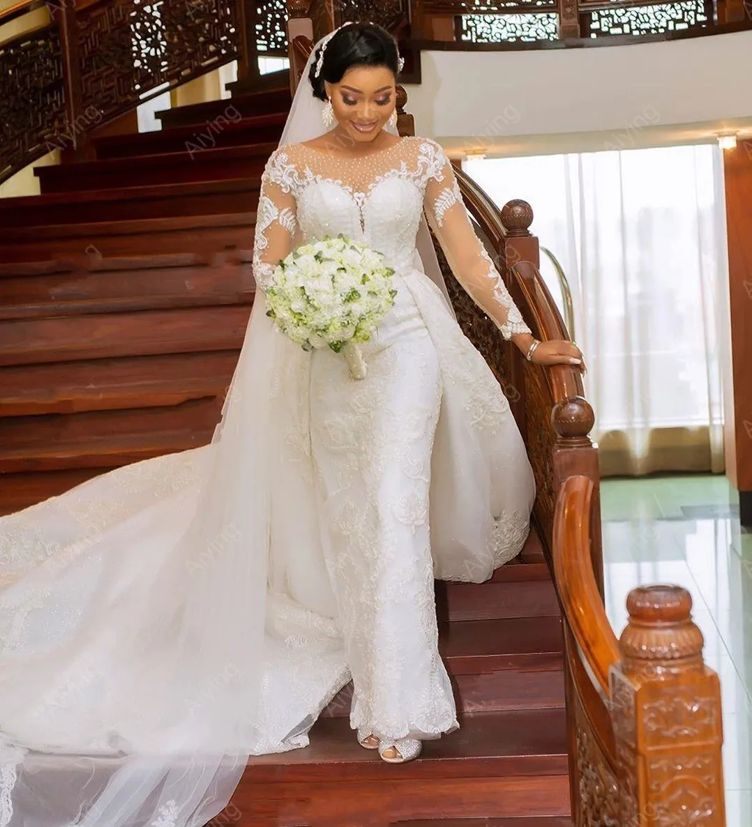 2024 Classic Spanish Robe De Mariee Black Bridal Gown With Pearls