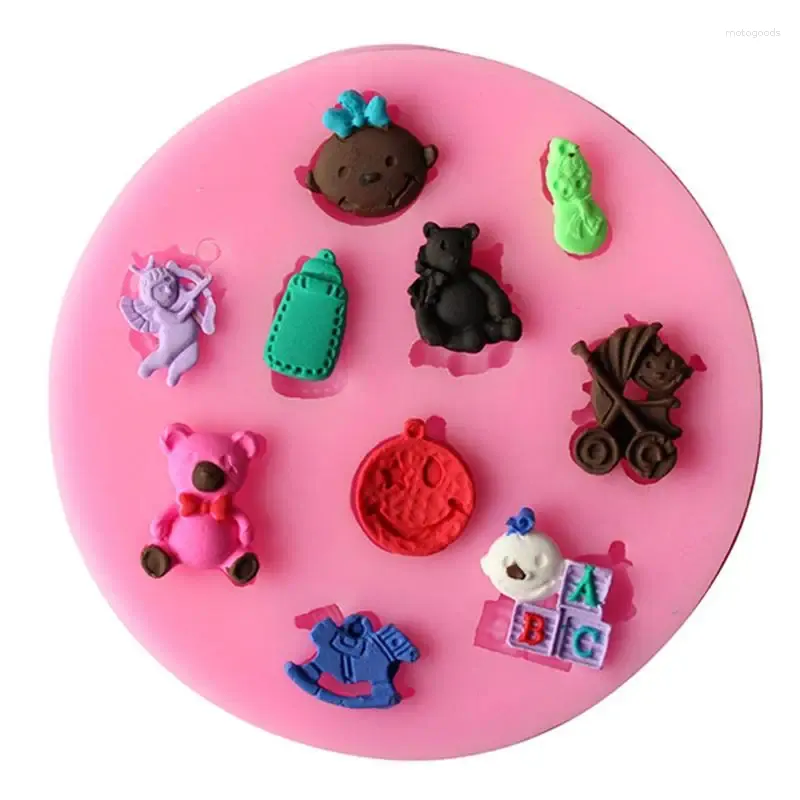 Moldes de cozimento 1 pcs chá de bebê silicone fondant bolo molde chocolate decoração molde d416